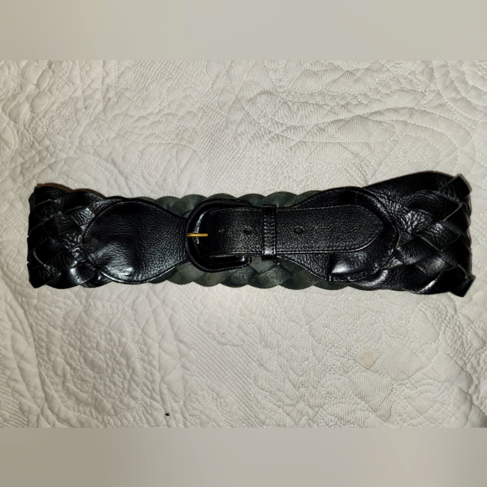 Anthropologie leather braided high-waisted belt